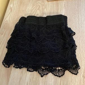 Black lace mini skirt